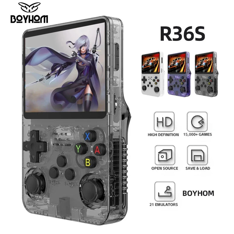 Open Source R36S Retro Handheld Video Game Console Linux System 3.5 Inch IPS Screen Portable Pocket Video Player R35S 64GB Games