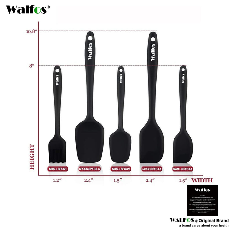 WALFOS Kitchen Utensil Cooking Tools Silicone Spatula Set Spoon Cake Spatulas for Cooking Baking and Mixing