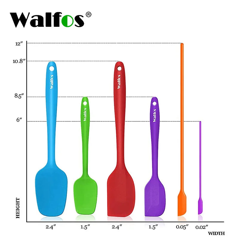 WALFOS Kitchen Utensil Cooking Tools Silicone Spatula Set Spoon Cake Spatulas for Cooking Baking and Mixing