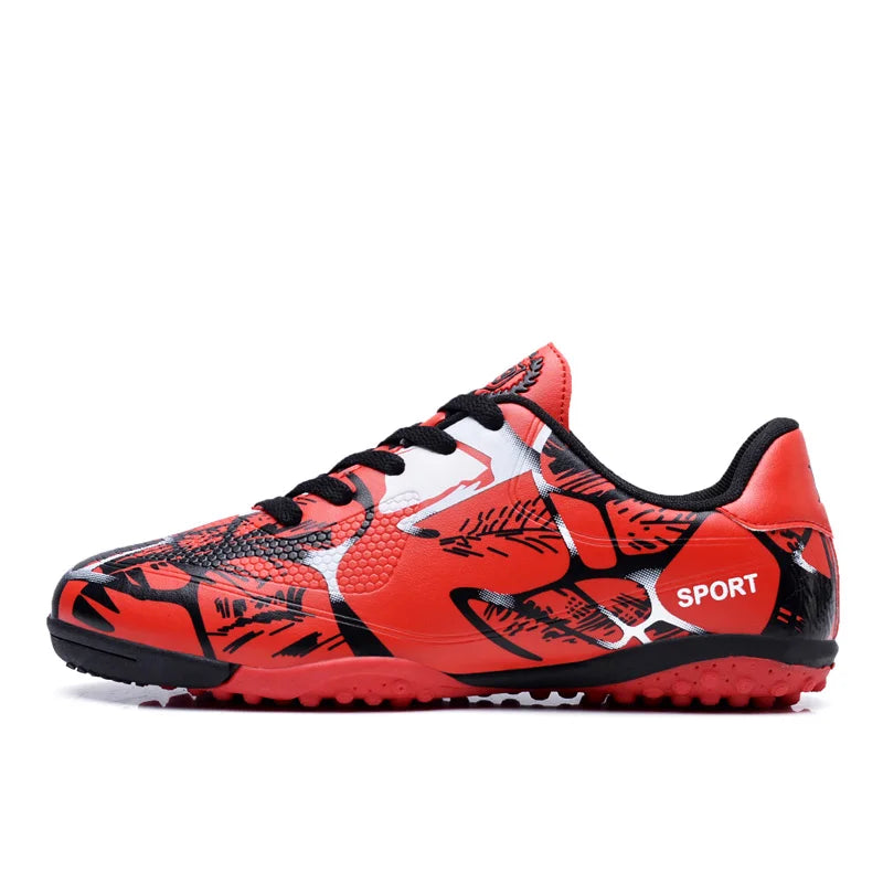 Red Kids Sneakers Men Women Soccer Cleats Girl Football Boots Turf Spikes Indoor Football Trainers Shoes Boys Chuteira Futebol