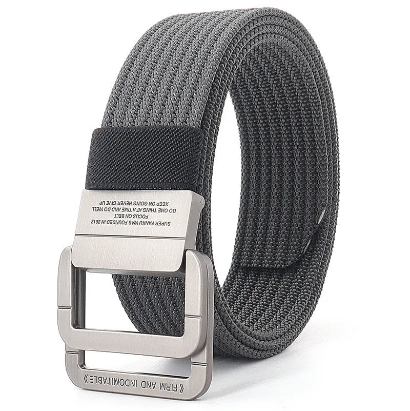 Stylish Men Belts Double Rings Metal Slide Buckle Canvas Knit Quick Drying Jeans Accessories Outdoor Waist Strap Unisex Cinto