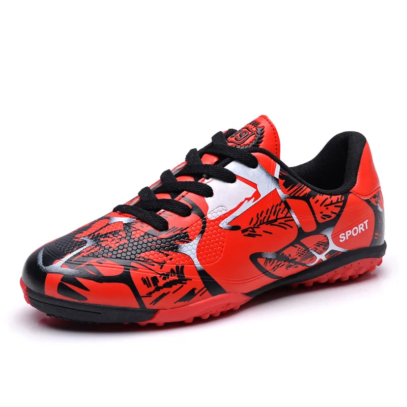 Red Kids Sneakers Men Women Soccer Cleats Girl Football Boots Turf Spikes Indoor Football Trainers Shoes Boys Chuteira Futebol