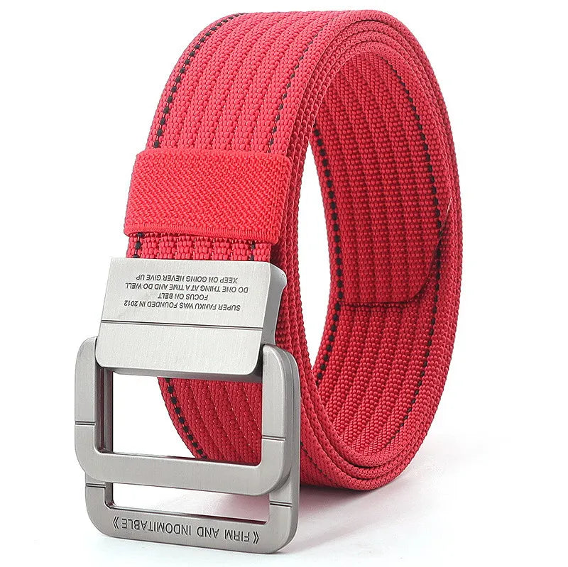 Stylish Men Belts Double Rings Metal Slide Buckle Canvas Knit Quick Drying Jeans Accessories Outdoor Waist Strap Unisex Cinto