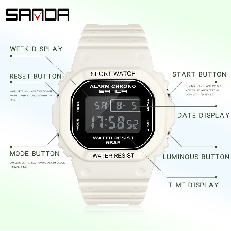 SANDA G Style Digital Watch Men Waterproof  Ms Watch Sport Men Watches Boy Girl Electronic relogio masculino Relógio mulher