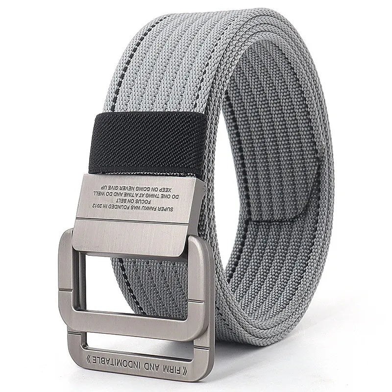 Stylish Men Belts Double Rings Metal Slide Buckle Canvas Knit Quick Drying Jeans Accessories Outdoor Waist Strap Unisex Cinto