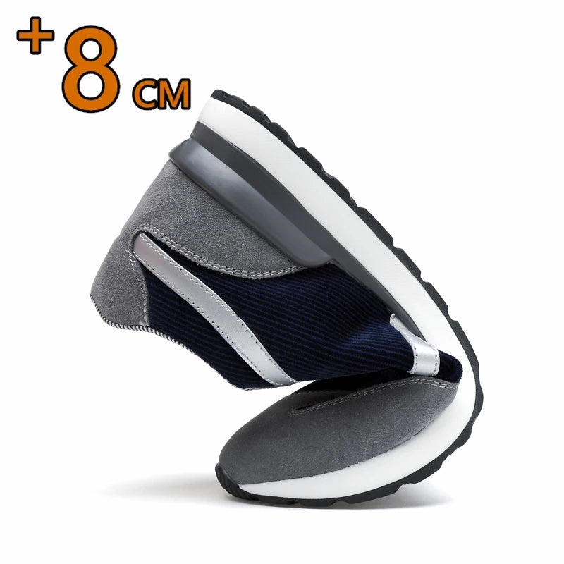 Man Height Increasing Sport Shoes Elevator Shoes Insole 8cm Fashion Casual Sneakers Taller Men Comfortable Breathable Lift Shoes