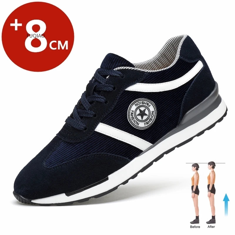 Man Height Increasing Sport Shoes Elevator Shoes Insole 8cm Fashion Casual Sneakers Taller Men Comfortable Breathable Lift Shoes