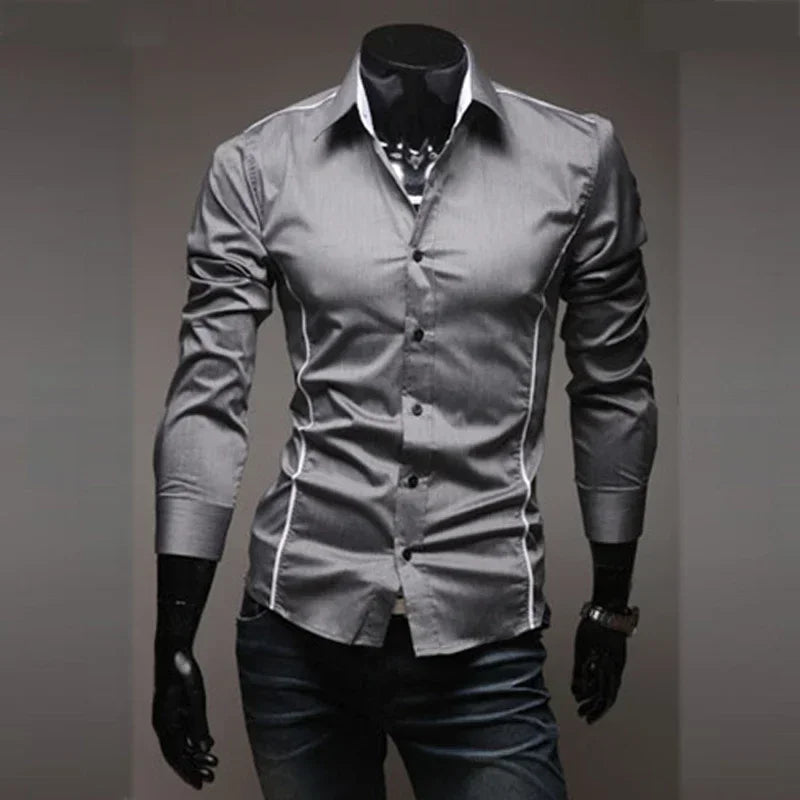 Summer Shirts for Men 2024 CasualLong Sleeved Shirts Business Slim Fit Male Black White Social Shirts Camisa Masculina Tops