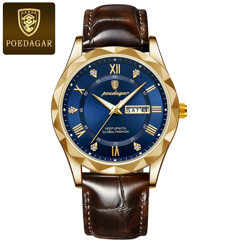 POEDAGAR Brand Business Luxury Watch Men Sport Waterproof Luminous Quartz Man Watch Steel Strap 2023 Calendar Clock Male Relógio