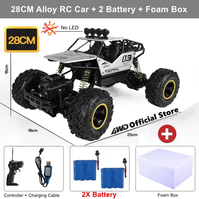 4WD RC Car Off Road 4x4 Remote Control Cars Radio Buggy Truck Racing Drift with Led Lights Toys Gift for Boys Girls Children Kid