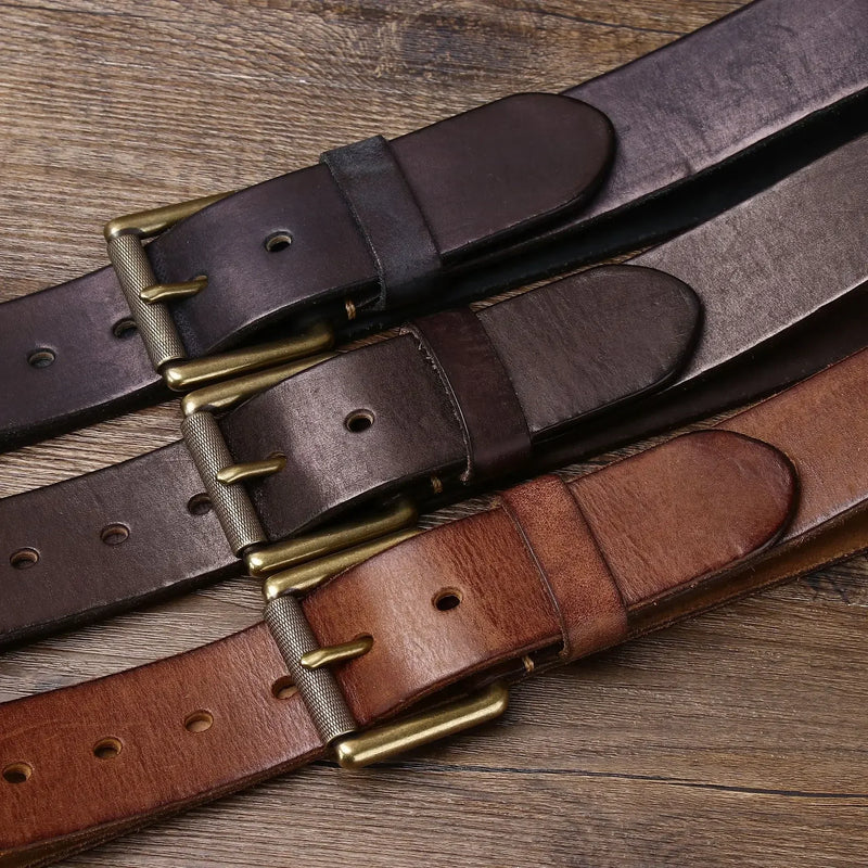 4.0CM Thick Cowhide Copper Buckle Genuine Leather Casual Jeans Thickened Belt Men High Quality Retro Luxury Male Strap Cintos