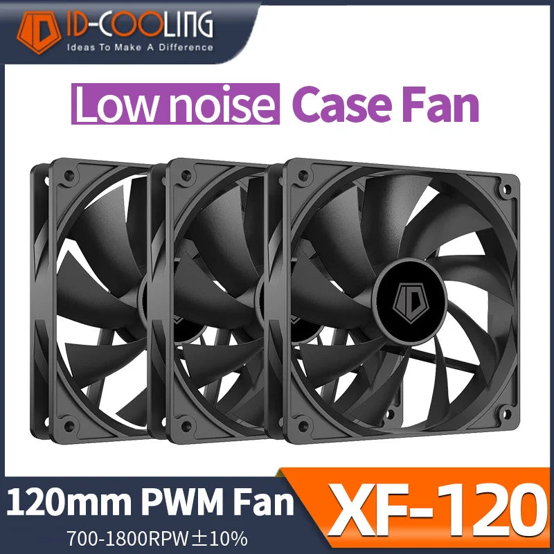 ID-COOLING XF-120-K Simplicity Efficiency PC Gamer Computer Case Fan 12V 4Pin PWM Adjust Speed Serializable Cooling Ventilador