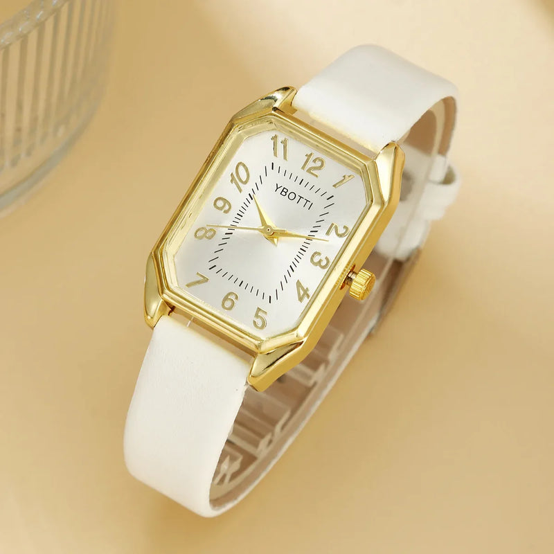 6/5/1PCS Luxury Fashion Square Women's Watches Brand Ladies Quartz Wristwatch Jewelry Set Classic Simple Watch Relógios Feminino