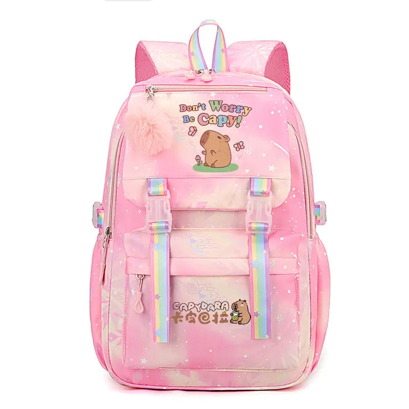 Mochila Capybara Girls School Backpack Cute Cartoon Print Kids Backpacks Boys Girls Schoolbags Children School Backpack