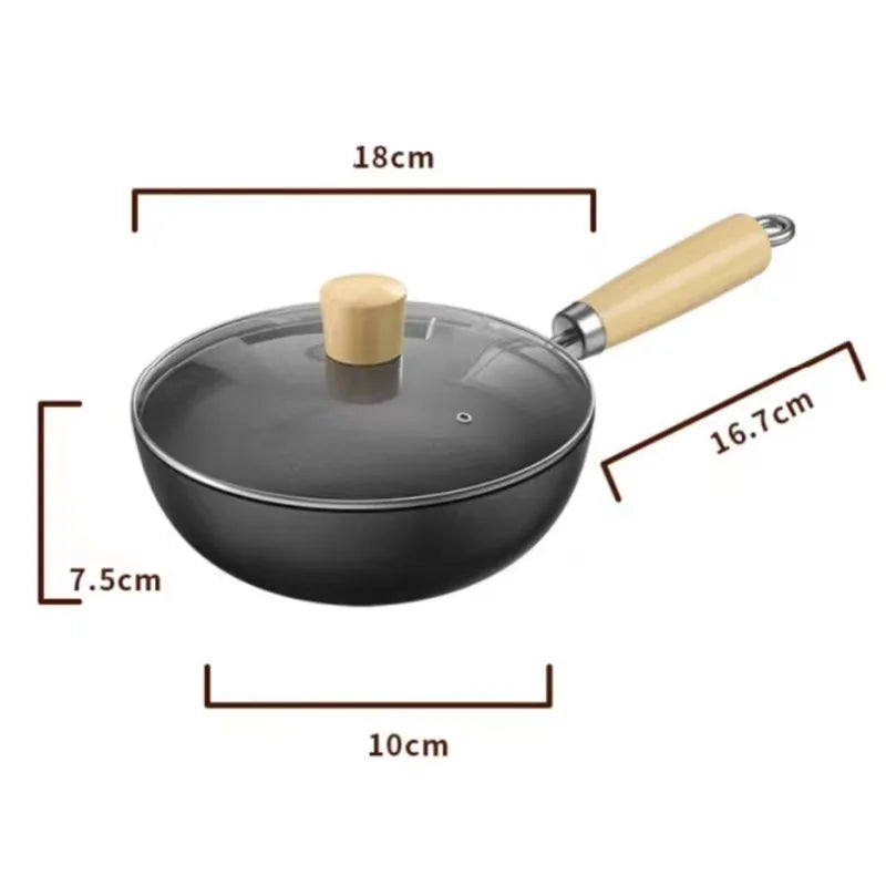 20/24cm Small Wok Household Cast Iron Wok Non-stick Wok Steak Auxiliary Food Pan Gas Stove Induction Cooker Food Frying Kitchen