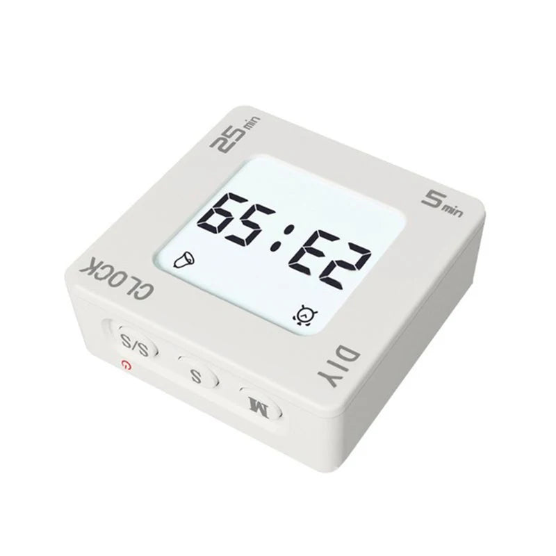 DIY Time Management Pomodoro Timer Creative Square Alarm Clock Vibration Flashing Backlight Timer Reminder For Students