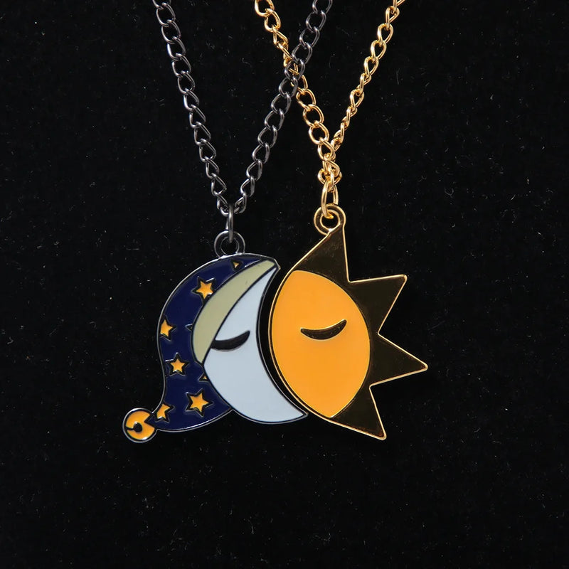 Anime Sun & Moon Friendship Necklace Enamel Fnaf Jewelry -FNAF Costume Gift for Men Women and Fans Kids Girls Boys