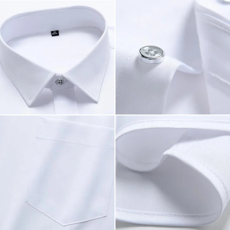 New Anti-Wrinkle Cotton Men's Shirts Long Sleeve Dress Shirts For Men Slim Fit Camisa Social Business Blouse Pocket White Shirt