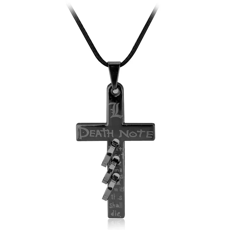 Anime Death Book Pendant Necklace Black Book Desgin Colar Rope Chain Punk Cross Choker Jewelry Fans Prop Accessories