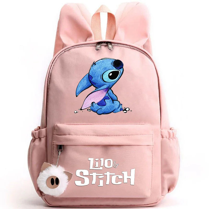 Cute Lilo Stitch Backpack for Girl Boy Student Teenager Rucksack Women Casual School Bags Travel Rabbit Ears Mochila