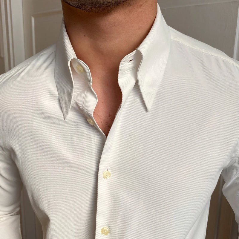 Spring Leisure British Business Shirt Design British Men Cuba Collar Slim Solid White Shirt Camisa Social Masculina Men Shirt