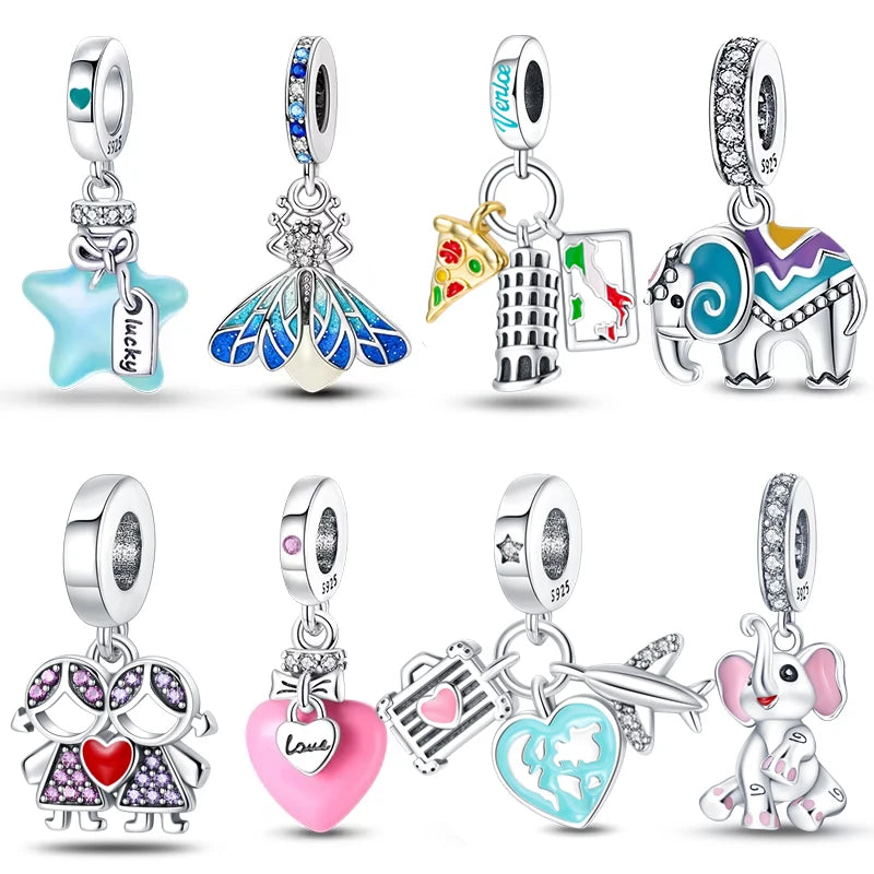 Charms Fit Pan 925 Original Bracelets Luminous Firefly Stars Cherry S925 Silver Pendants Beads DIY Party Christmas Jewelry