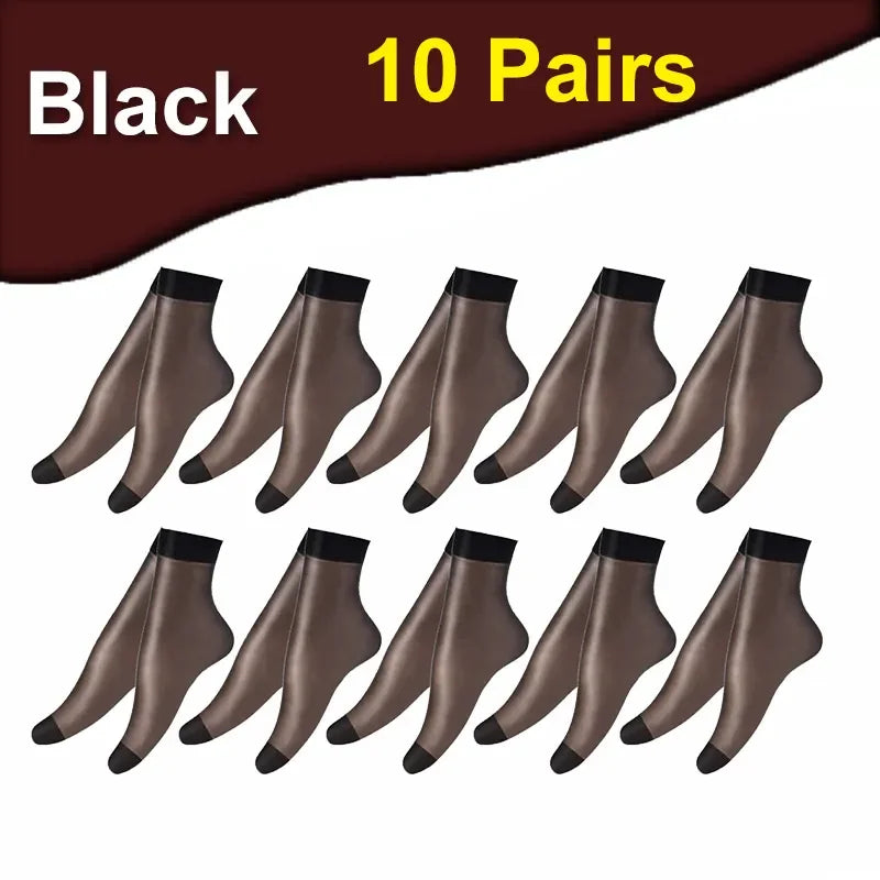 1-30Pairs Transparent Summer Socks Ultrathin Women Nylon Ladies Female Short Ankle Meias Elastic Crystal Spring Silk Sox