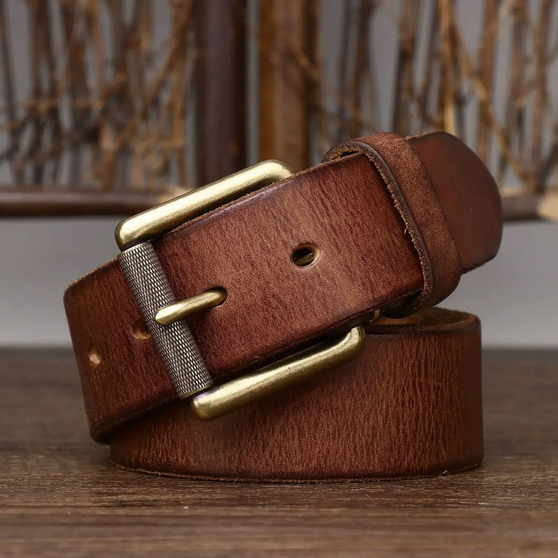 4.0CM Thick Cowhide Copper Buckle Genuine Leather Casual Jeans Thickened Belt Men High Quality Retro Luxury Male Strap Cintos