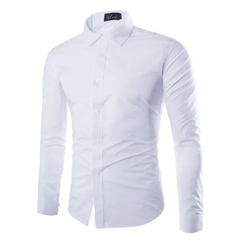 Summer Shirts for Men 2024 CasualLong Sleeved Shirts Business Slim Fit Male Black White Social Shirts Camisa Masculina Tops