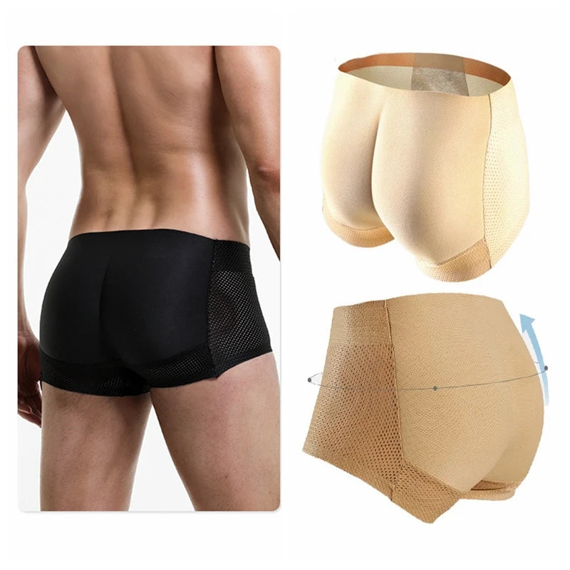 Jockmail Sexy Men Padded Underwear Boxer Briefs Buttocks Lifter Enlarge Butt Push Up Underpants Cuecas Gay Male Panties Fake Ass