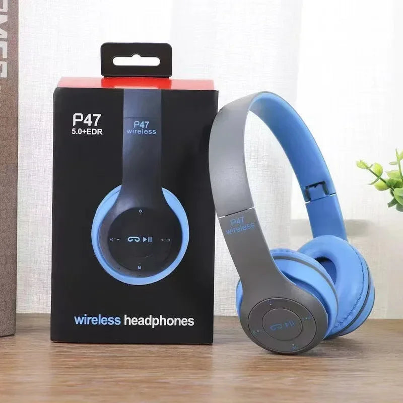 Gamer Stereo P47 Headset 5.0 Bluetooth Headset com Microfone Folding Series Wireless Sports Game Headset for iPhone XiaoMi