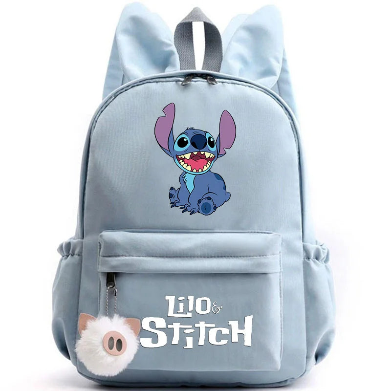 Cute Lilo Stitch Backpack for Girl Boy Student Teenager Rucksack Women Casual School Bags Travel Rabbit Ears Mochila