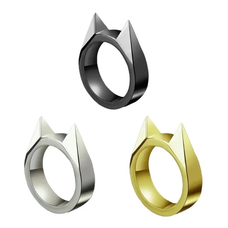 Rings Broken Window Cat's Ear Safety Survival Metal Defense Ring Self Defense Supplies Men/Women Outdoor Survival Self-Defense