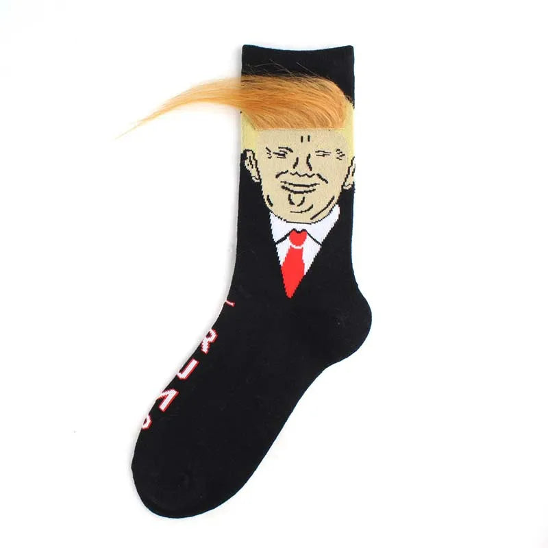 Funny Men President Donald Trump Socks Let's Go Brandon Novelty Cotton Men Meias Crew Hot Hip Hop Sokken American USA Jacquard