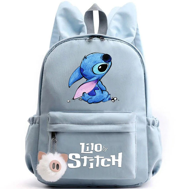 Cute Lilo Stitch Backpack for Girl Boy Student Teenager Rucksack Women Casual School Bags Travel Rabbit Ears Mochila