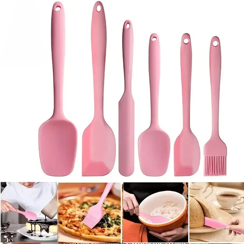 5/6pcs Silicone Spatula for Baking Cake Cream, Heat-resistant Food Grade Cooking Set, Baking and Mixing Kitchen Utensils