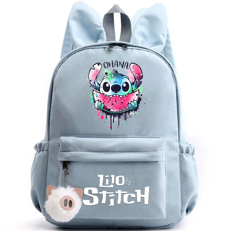 Cute Lilo Stitch Backpack for Girl Boy Student Teenager Rucksack Women Casual School Bags Travel Rabbit Ears Mochila