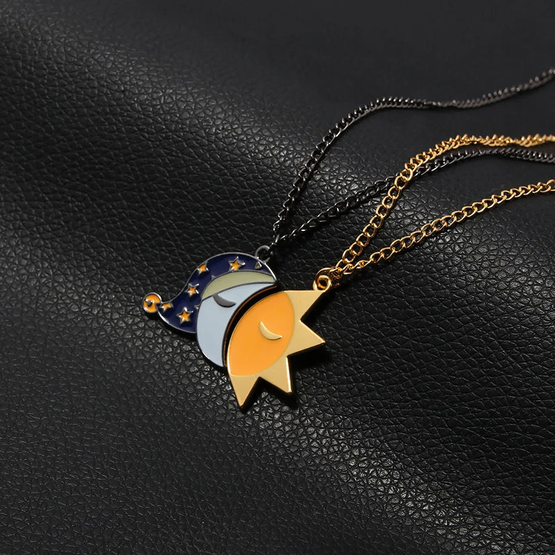 Anime Sun & Moon Friendship Necklace Enamel Fnaf Jewelry -FNAF Costume Gift for Men Women and Fans Kids Girls Boys