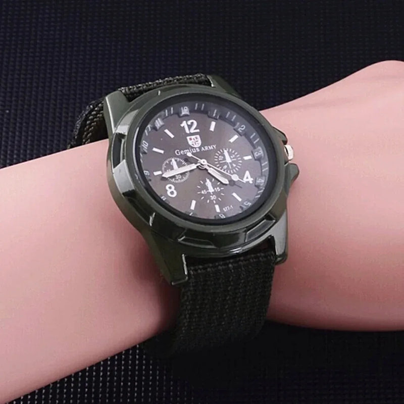 Mens Watch Top Brand Black Green Sports Analog Quartz Wristwatches Nylon Band Fashion Casual Men Clock Relógio Masculino