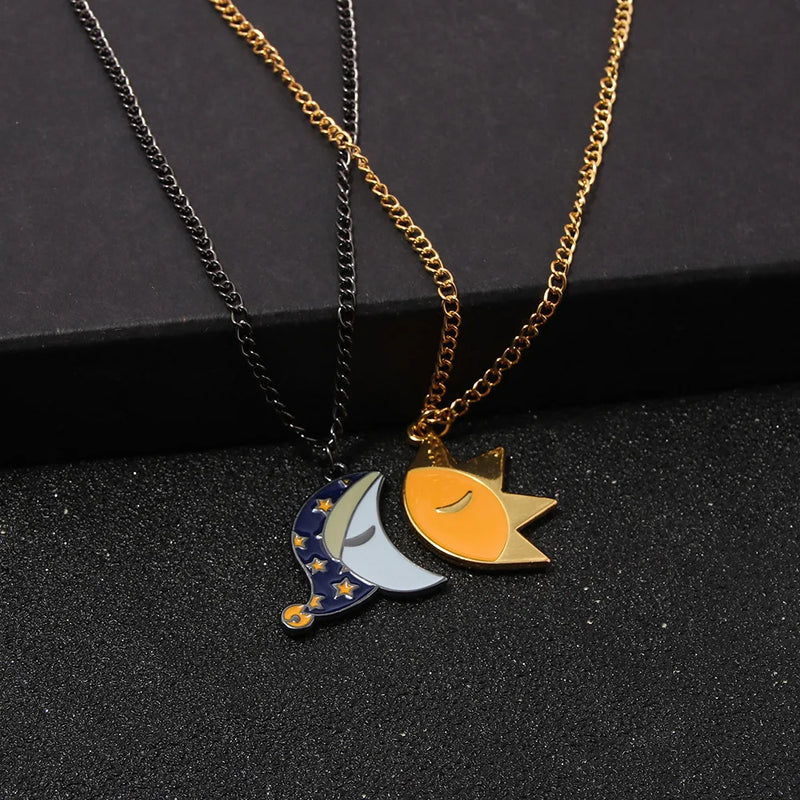 Anime Sun & Moon Friendship Necklace Enamel Fnaf Jewelry -FNAF Costume Gift for Men Women and Fans Kids Girls Boys