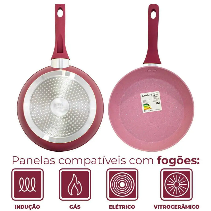 5 Pieces Induction Ceramic Nonstick Cookware Set Vienna Pink Plus - Casambiente