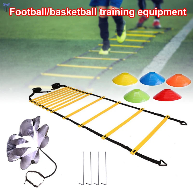 Agility Training Football Soccer Equipment, Fitness Training Disc Cones Ladder Chute Running Umbrella for Speed Balance Footwork