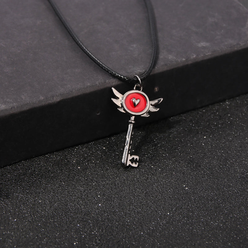 Hazbin Necklace Dainty Heart Padkey Portal Inspired Key Pendant Hotel Lucifer Alastor Group Cosplay Costume Jewelry Teens Girl