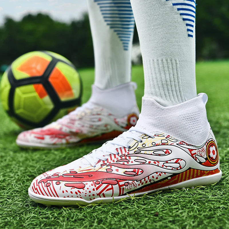 Men Turf Soccer Cleats Youth Outdoor Training Futsal Shoes Trend Boys Football Boots Sports White Footwear Sapatos De Futebol