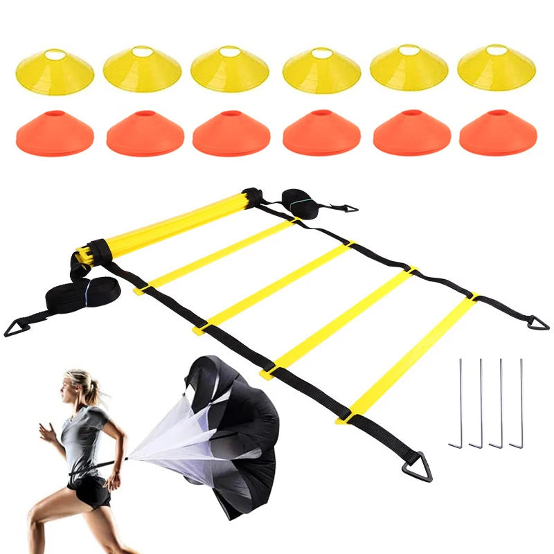 Agility Training Football Soccer Equipment, Fitness Training Disc Cones Ladder Chute Running Umbrella for Speed Balance Footwork