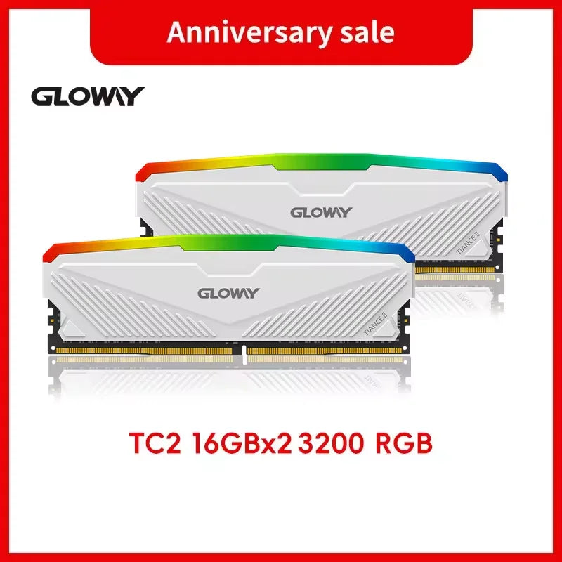 Gloway Memoria RAM 3200mhz 3600mhz RGB DDR4 (8GBX2pcs) Memory DIMM 16GBx2pcs For Computador Desktop