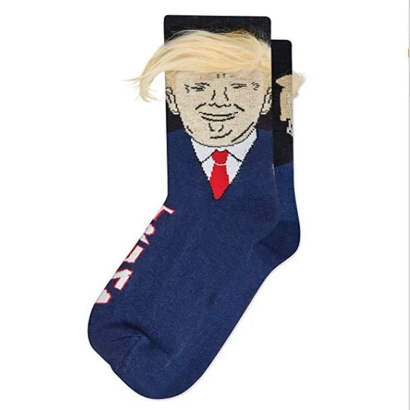 Funny Men President Donald Trump Socks Let's Go Brandon Novelty Cotton Men Meias Crew Hot Hip Hop Sokken American USA Jacquard