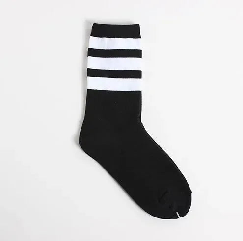 New Men/Women 3 Three Stripes Cotton Socks Retro Old School  Hiphop Skate Long Short  Meias  Harajuku White Black Winter Cool