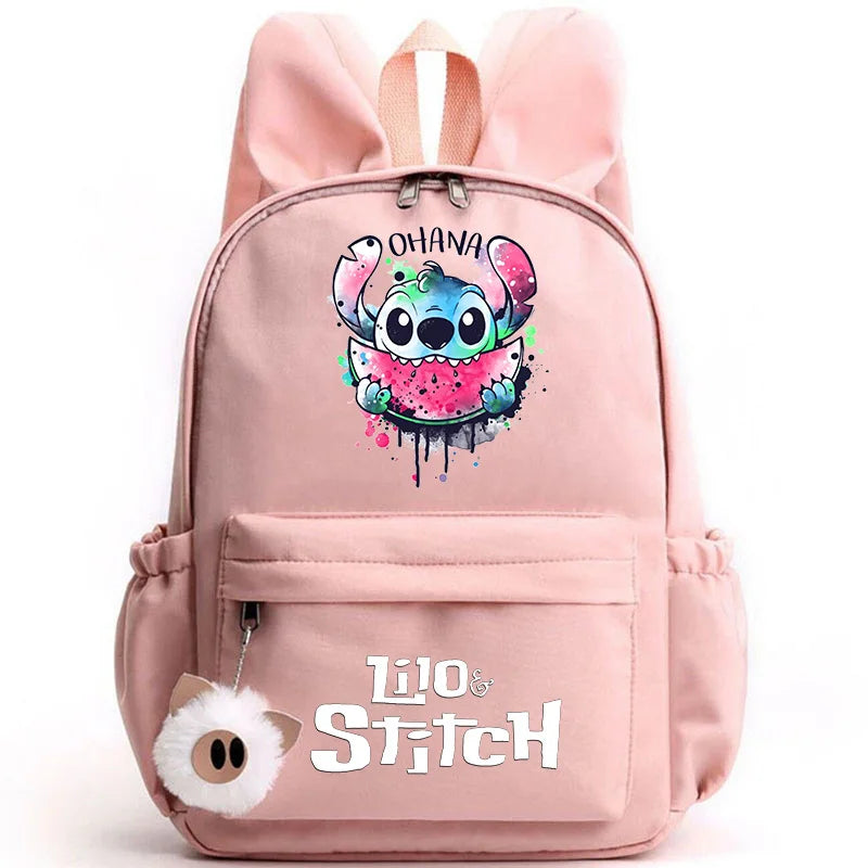 Cute Lilo Stitch Backpack for Girl Boy Student Teenager Rucksack Women Casual School Bags Travel Rabbit Ears Mochila