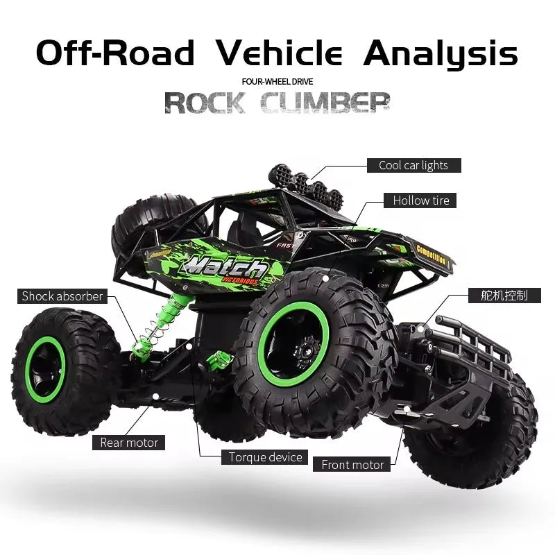 4WD RC Car Off Road 4x4 Remote Control Cars Radio Buggy Truck Racing Drift with Led Lights Toys Gift for Boys Girls Children Kid